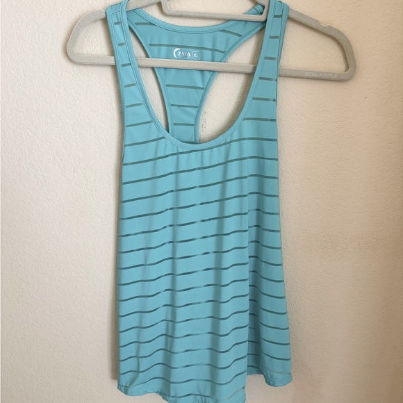 Lot of 2 Zyia Active Athletic Striped Tank Tops White and Mint Green XL EUC - Picture 6 of 6